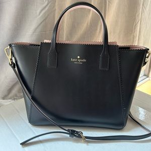 Kate Spade Black Leather Scalloped Handbag